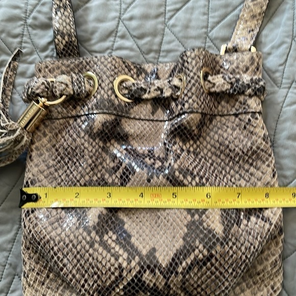 Michael Kors Snake Python Embossed Crossbody Bag Tassel Drawstring - Picture 11 of 12